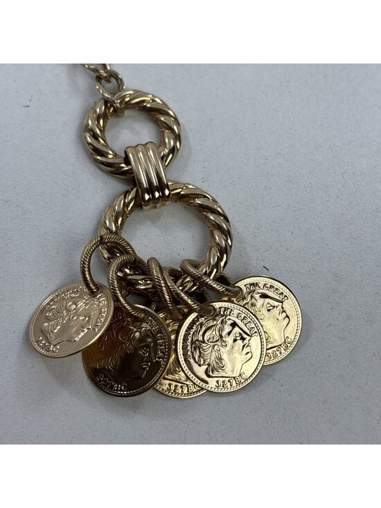 Unbranded Accessories - Vintage Chunky Gold Tone Lnk Chain Greek Coin (Alexander The Great) 36”BELT